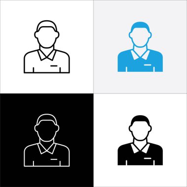İş adamı ikonu. Profesyonel şirket çalışanı ya da işçi sembolü. İsimsiz profil, insanlar ve kullanıcı hesap sembolü. İş kadını ikonları. Vektör hisse simgeleri illüstrasyonu.