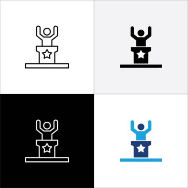 Çalışan ödülü ikonu. Başarı simgesi. Başarı, ödül, performans, kazanan, şampiyon ilişkili ikon vektör tasarımı düz ve ince çizgi.