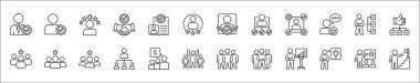 Leadership professional icon set. Task and job icons. Containing icons of occupation, assignment, management, business, motivation, specialist, briefcase, accounting, list. Thin line icon design. clipart