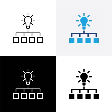 Veri zekası kaynak simgesi. Şirket veri üretim ikonları. Fikir, bilgisayar, işletme, yönetim, lojistik, varlık, materyal, süreç, varlık için simge uyumlu. Vektör illüstrasyonu.