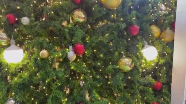 Bokeh ışıkları olan Noel ağacı, stok videosu