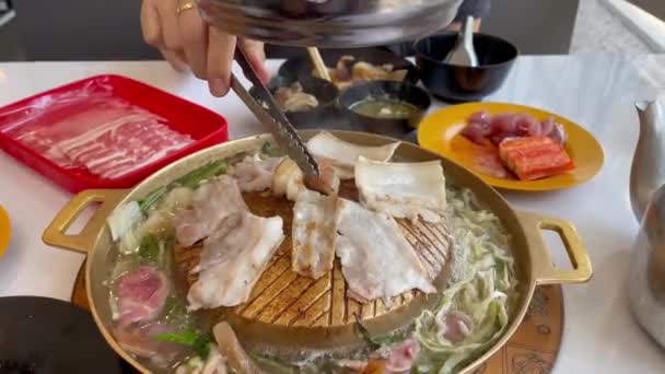 Thai Style Grilled Pork Stock Video — Stockvideo