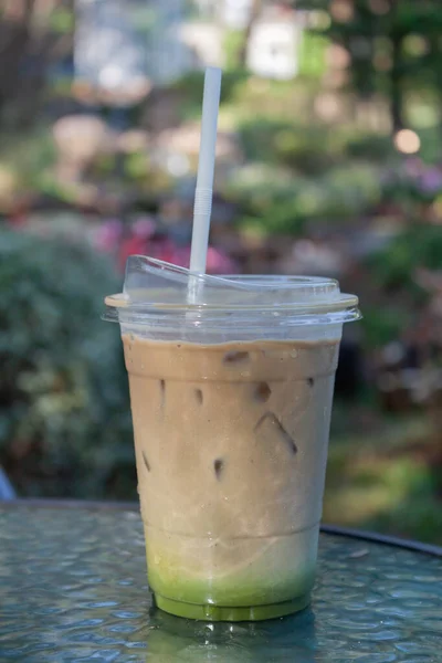 Iced coffee with nature background, stock photo