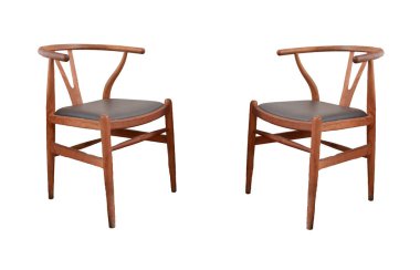 Left and right view wooden chairs isolated on white background, with clipping path