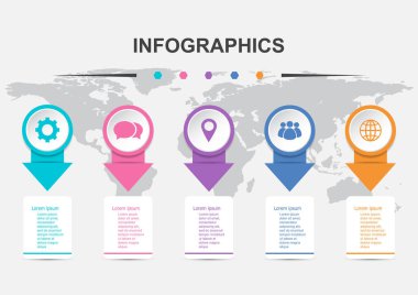 Oklu ve flamalı Infographic tasarım şablonu