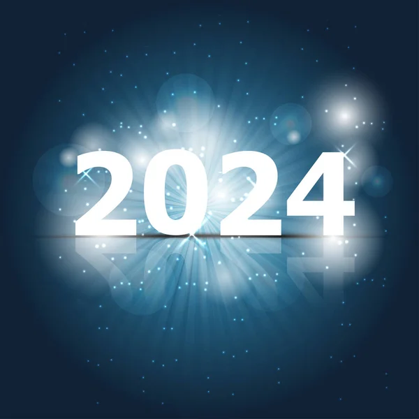 Mavi Arkaplanda 2024 Mutlu Yıllar — Stok Vektör