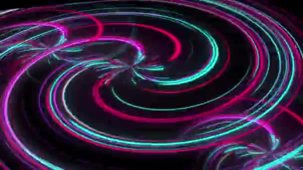 Streszczenie Kolorowe Tło Twirl Neonów Promieni Świecące Linie Stock Video — Wideo stockowe