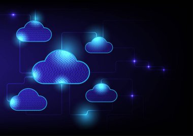 Bulutlara bağlı teknoloji arkaplanı