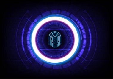 Parmak izi ve teknoloji çemberleriyle soyut arkaplan