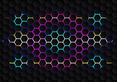 Renkli altıgen öncülüğünde soyut arkaplan