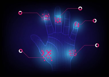 Dijital el izi kodlaması olan soyut arkaplan, hisse senedi vektörü