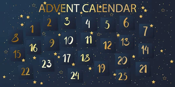 Calendario Adviento Navidad Lindos Adornos Navidad Con Número Días Diciembre — Vector de stock