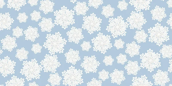 Όμορφη Απρόσκοπτη Μοτίβο Χαρτί Λευκό Ογκομετρικό Νιφάδες Χιονιού Γκρι Χειμερινή — Διανυσματικό Αρχείο