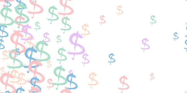 Horizontal Seamless Pattern Colorful Symbols Dollar Currency White Design Background — Stock vektor