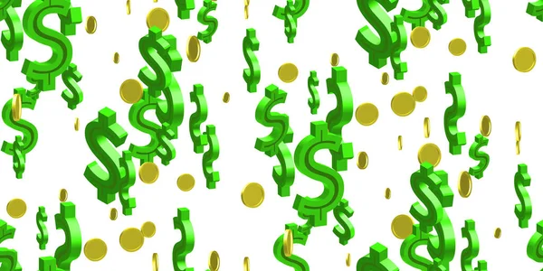 Δολάριο Τρέχον Δολάριο Απρόσκοπτη Μοτίβο Ρεαλιστικών Πράσινα Σύμβολα Δολάριο Και — Διανυσματικό Αρχείο