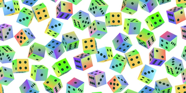 Hazardní Kostky Bezešvé Vzor Mnohostěn Hry Kostky Barvě Gradient Černými — Stockový vektor