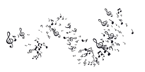Волнистый Узор Летающих Нот Музыкальные Символы Баннера Фестиваля Полиграфический Дизайн — стоковый вектор