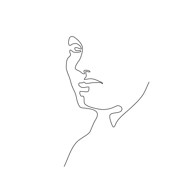 Logo Donna Linea Art Minimalista Disegno Continuo Una Riga Schizzo — Vettoriale Stock