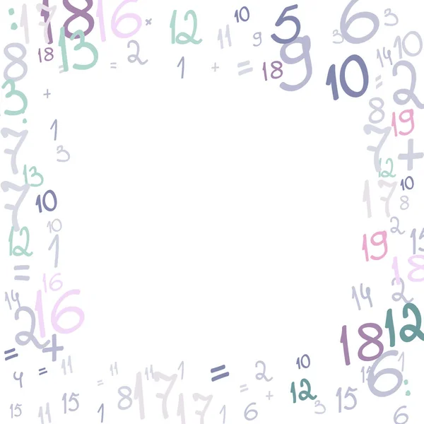 Τετράγωνο Μοτίβο Χειρόγραφων Αριθμών Από Μηδέν Έως Εννέα Μαθηματικό Υπόβαθρο — Διανυσματικό Αρχείο