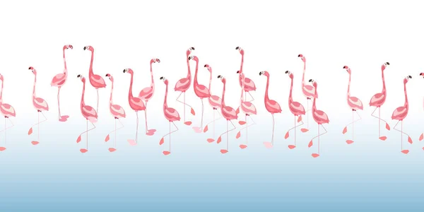 Бесшовный Рисунок Птицы Фламинго Коллекция Зоопарка Розовый Белый Векторный Летний — стоковый вектор