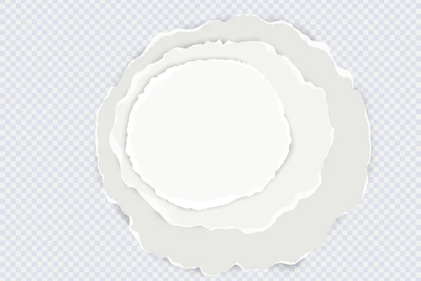 白色圆圆的撕破纸 有撕破的凹痕和柔软的阴影 在透明的背景下设计文本或消息模板 矢量说明 — 图库矢量图片