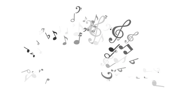 飛行音楽ノートの波パターン 祭りのバナーのための音楽記号 印刷デザイン メロディー録音 デザインバック層 テンプレート音楽表記シンフォニーサイン音曲のためのメモ — ストックベクタ