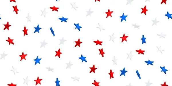 Estrellas Rojas Azules Volando Sobre Blanco Concepto Bandera Colores Usa — Vector de stock