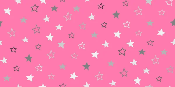 Flying Gray Stars Confetti Isolated Pink Beautiful Seamless Random Stellar — Stock Vector