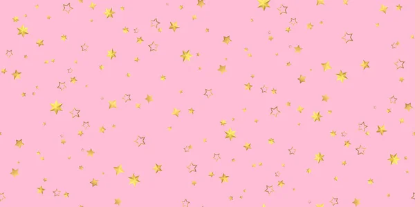 Estrellas Doradas Realistas Voladoras Confeti Rosa Hermosa Caída Estelar Azar — Archivo Imágenes Vectoriales