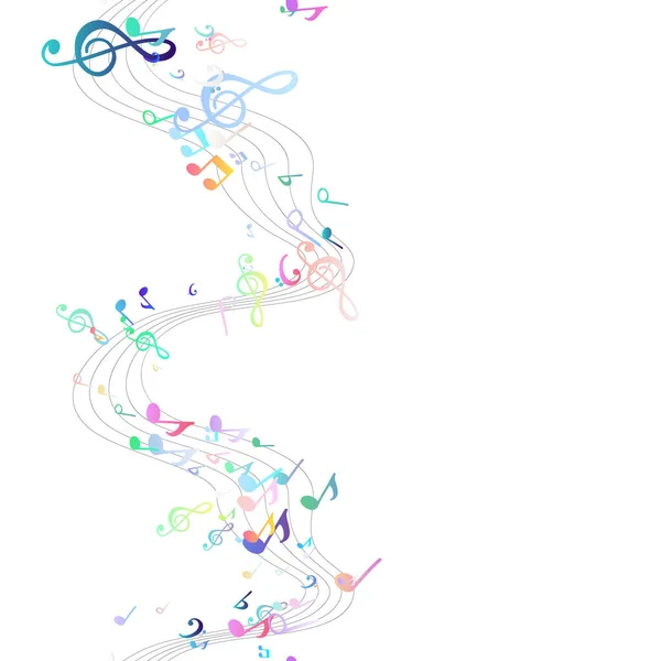 Seamless Flying Musical Notes White Musical Symbols Banner Festival Print — Stock Vector