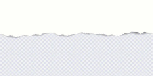 Yırtık uçlu ve yumuşak gölgeli yatay beyaz çizgili kağıdın kusursuz deseni. Beyaz gri yırtık kağıt. Şeffaf arkaplanda metin veya ileti için şablon tasarla. Vektör illüstrasyonu