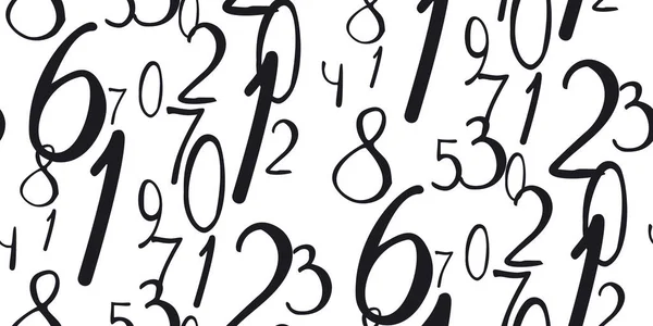Μαύροι Αριθμοί Γραμμένοι Χέρι Στο Λευκό Απρόσκοπτη Μαθηματικό Υπόβαθρο Τυχαία — Διανυσματικό Αρχείο