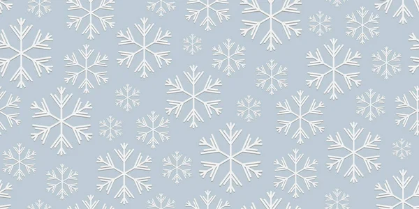 美丽无缝的圣诞背景 各种白色大小雪覆盖在灰色上 现代平面设计 冬季无限假日壁纸 雪花形成无缝图案 — 图库矢量图片
