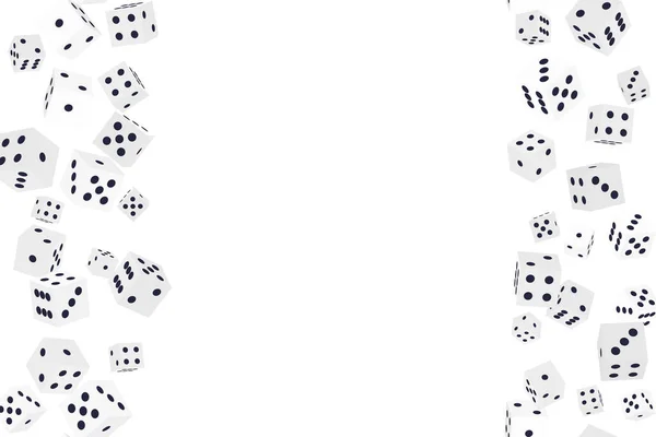 Würfelspiel Nahtloses Rahmenmuster Aus Realistischen Isometrischen Weißen Spielwürfeln Mit Schwarzem — Stockvektor