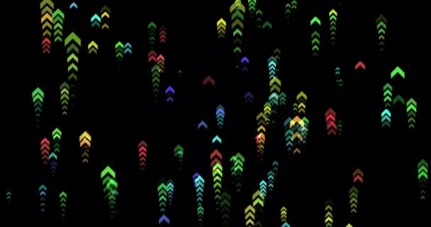 Flechas Brilhantes Multicoloridas Abstratas Animação Loop Ícones Seta Movendo Para — Vídeo de Stock
