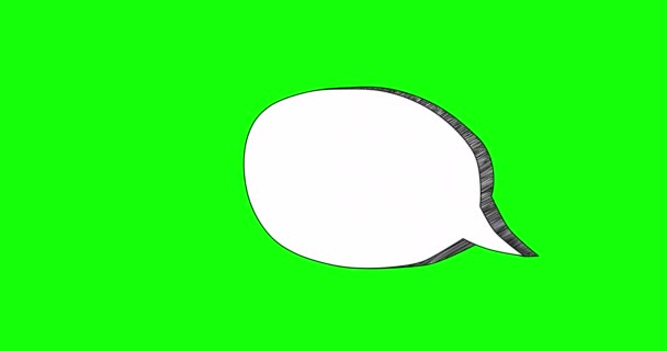 Beyaz Konuşma Balonu Yeşil Ekranda Sohbet Balonu Simgesi Piktogram Çizgi — Stok video