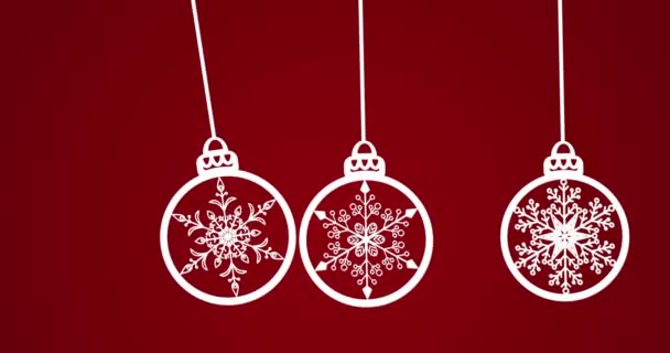 Bolas Penduradas Natal Cortadas Papel Tela Vermelha Papel Animado Corte — Vídeo de Stock