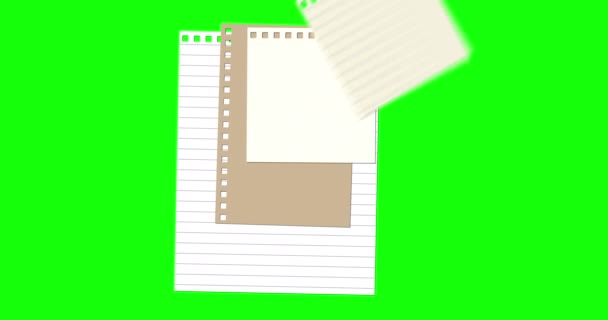 Renkli Kağıt Çarşaflar Birbirine Zımbalanmış Yazılı Yeşil Renkli Metal Ataçlı — Stok video