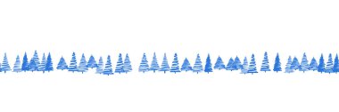 Beyaz, pürüzsüz desenli basit minimalist noel ağaçları. Tekstil, ambalaj kağıdı, yeni yıl ve Noel kartları, duvar tasarımı için mavi köknar çizimi. Sonsuz düz vektör illüstrasyonu