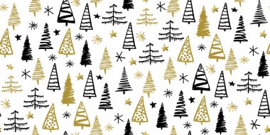 Beyaz arka planda basit minimalist noel ağacı deseni. Tekstil, ambalaj kâğıdı, yeni yıl ve Noel kartları, duvar tasarımı için kusursuz bir eskiz. Vektör illüstrasyonu