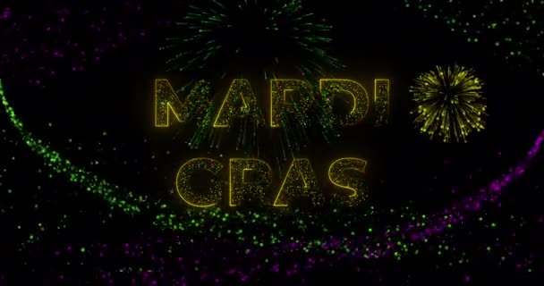 Mardi Gras Fat Tuesday Fundo Bonito Animado Com Texto Confete — Vídeo de Stock