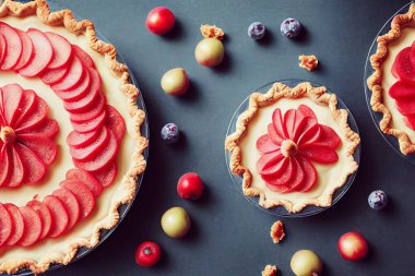 pie with delicious fruits. top view, High quality a.i art