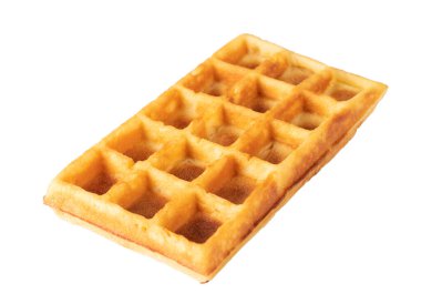 Beyaz arkaplanda izole Belçika waffleları, yakın plan