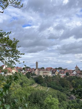 Şehir gözlem güvertesi Burggarten bahçesi, Rothenburg ob der Tauber, Bavyera, Orta Frankonya, Almanya