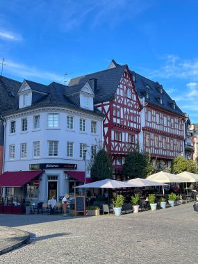 Boppard, Rhineland-Palatinate, Almanya 'nın merkezindeki yarı keresteli evler 09.07.2024