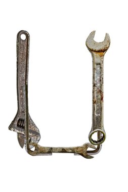 beyaz arkaplanda araçlar tarafından yapılan alfabe u