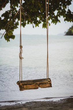 Sahildeki salıncak dramatik bir tonda