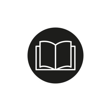Siyah arka planda kitap ikonu vektör illüstrasyonu. 10 saniye.