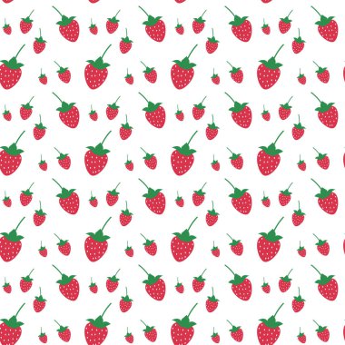 Beyaz arka planda kusursuz taze çilek deseni - Vektör illüstrasyon E10