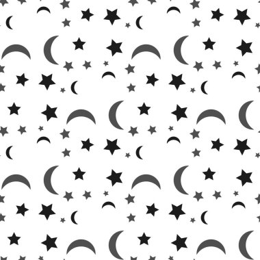 Ay ve yıldız modeli tekrarlamak sorunsuz herhangi bir tasarım için siyah renkte. Vektör geometrik çizim